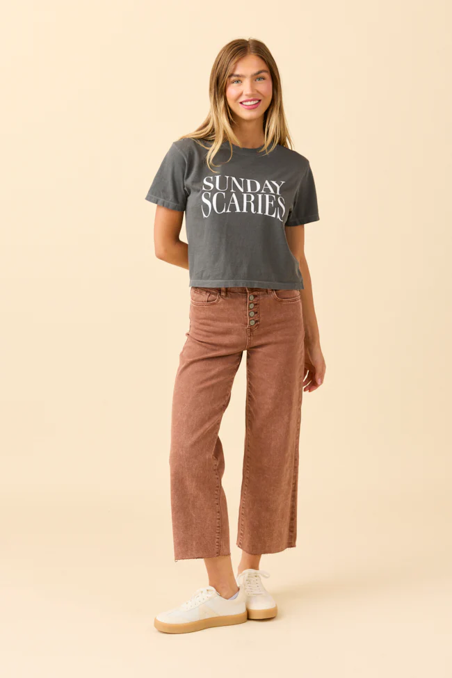 Sunday Scaries Dark Grey Boxy Graphic Tee - Aiturbor