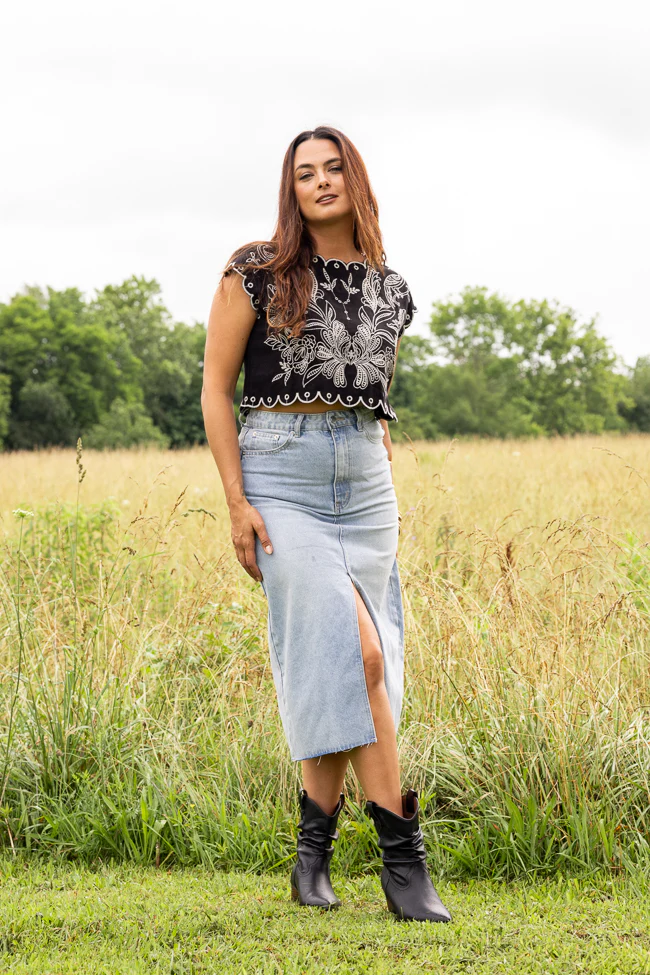 Amaya Cap Sleeve Black Embroidered Woven Top - Aiturbor