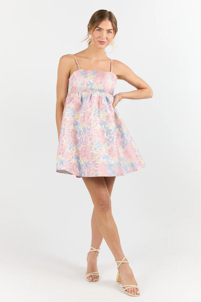 April Showers Multi Jacquard Printed Mini Dress FINAL SALE - Aiturbor
