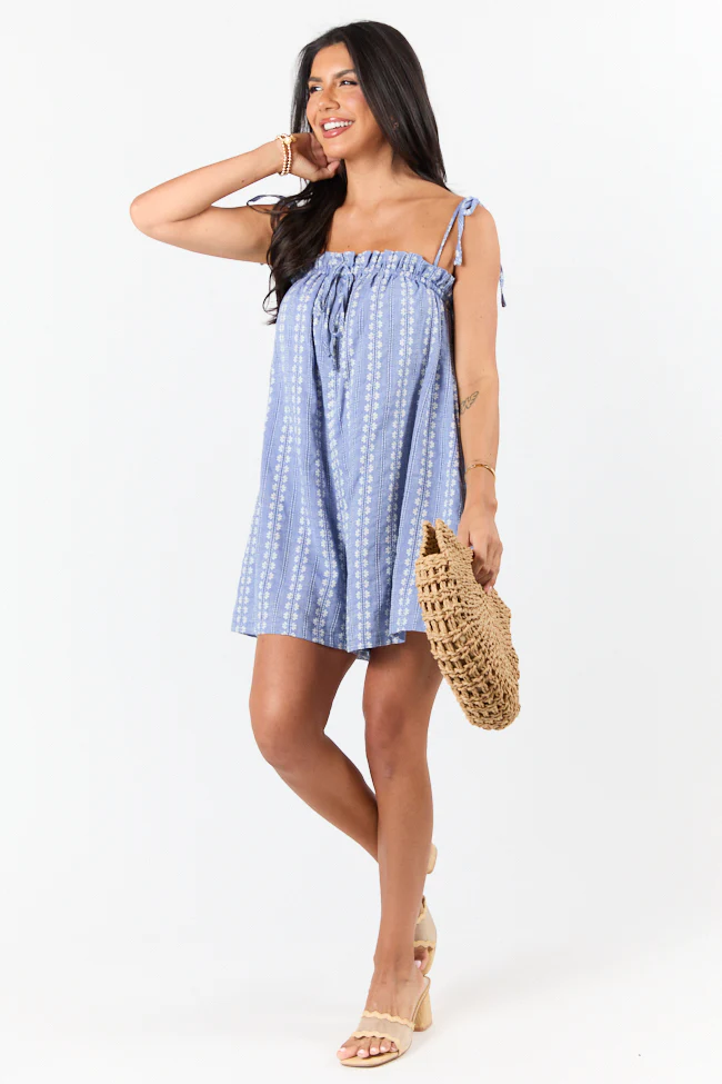 Following Along Blue Chambray Print Romper FINAL SALE - Aiturbor
