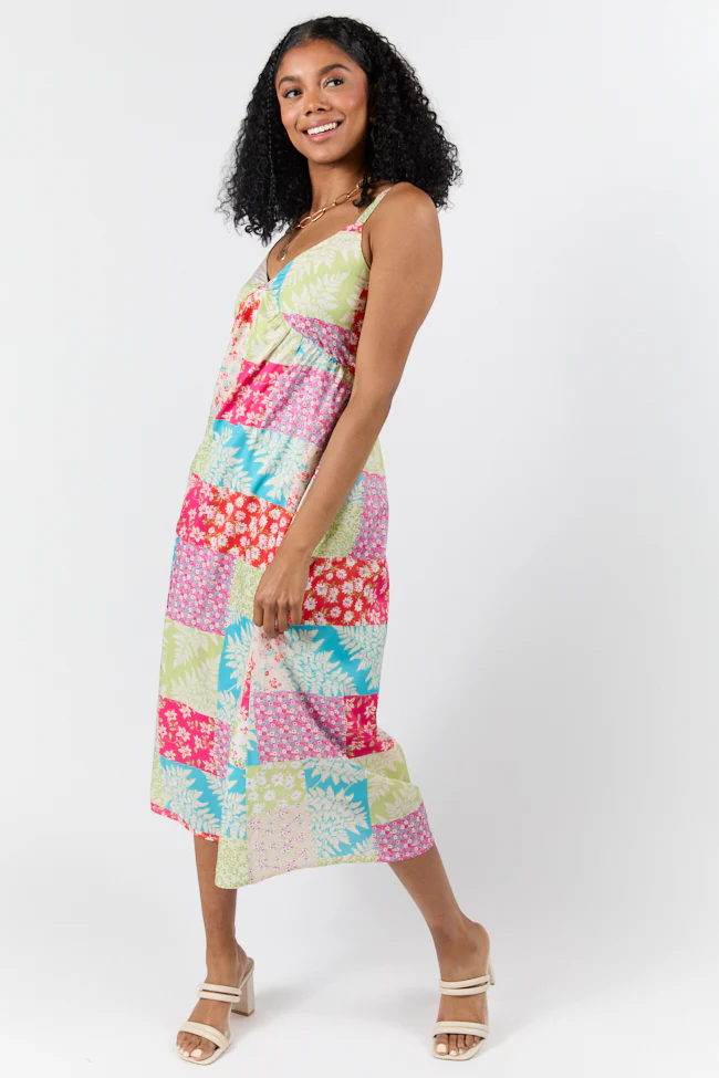 Pieces That Complete Me Multi Patchwork Babydoll Midi Dress FINAL SALE - Aiturbor