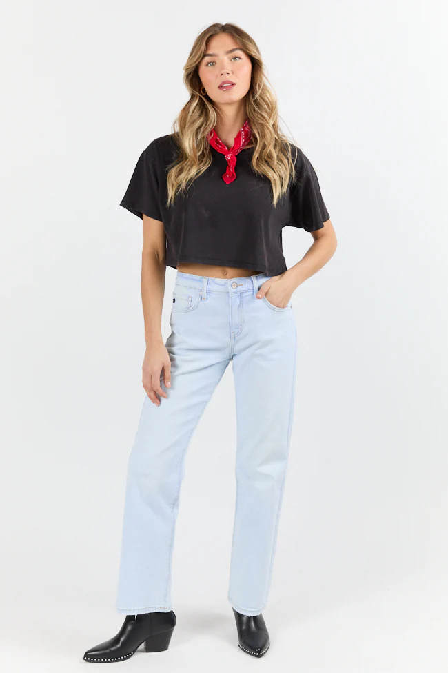 As Cool As It Gets Light Black Cropped Knit T Shirt - Aiturbor