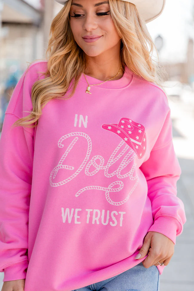 In Dolly We Trust Pink Graphic Sweatshirt - Aiturbor