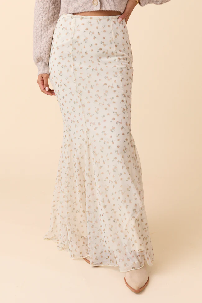 Anna Marie Neutral Floral Knit Maxi Skirt - Aiturbor