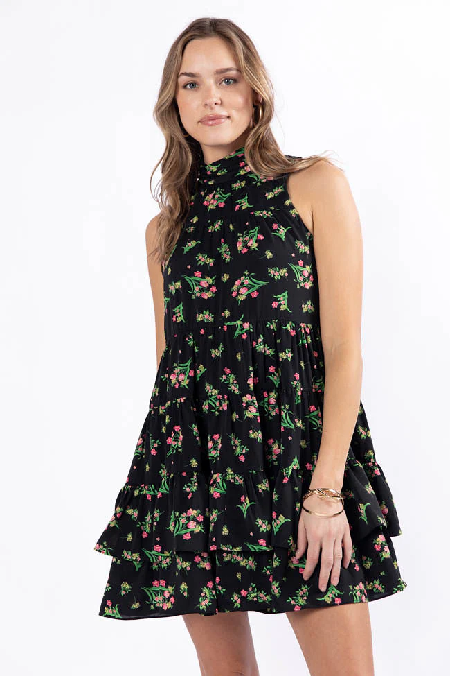 Called It Black Floral Print Mini Dress FINAL SALE - Aiturbor