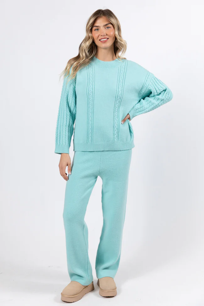 On My List Mint Sweater Lounge Pants FINAL SALE - Aiturbor