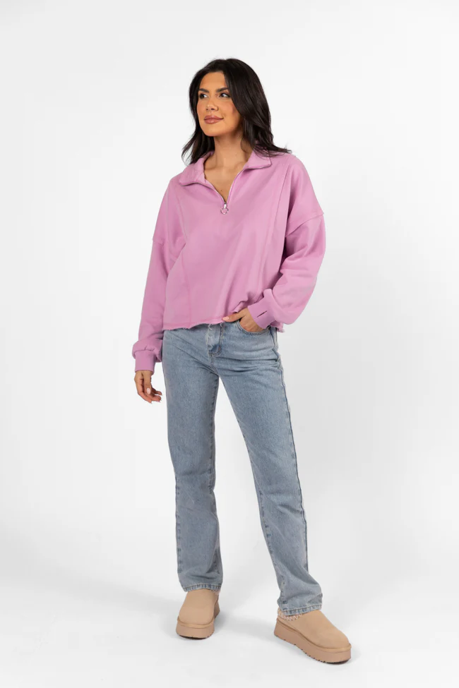 Chill Factor Purple Quarter Zip Pullover Sweatshirt FINAL SALE - Aiturbor