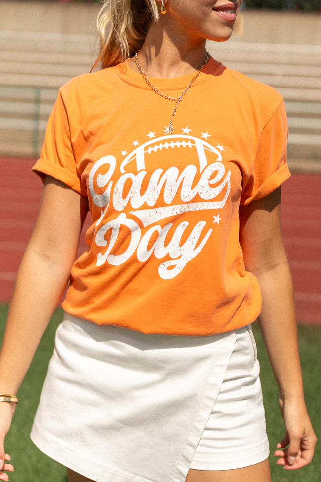Game Day Script Burnt Orange Graphic Tee - Aiturbor