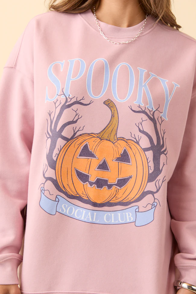 Spooky Social Club Mauve Graphic Sweatshirt DOORBUSTER - Aiturbor