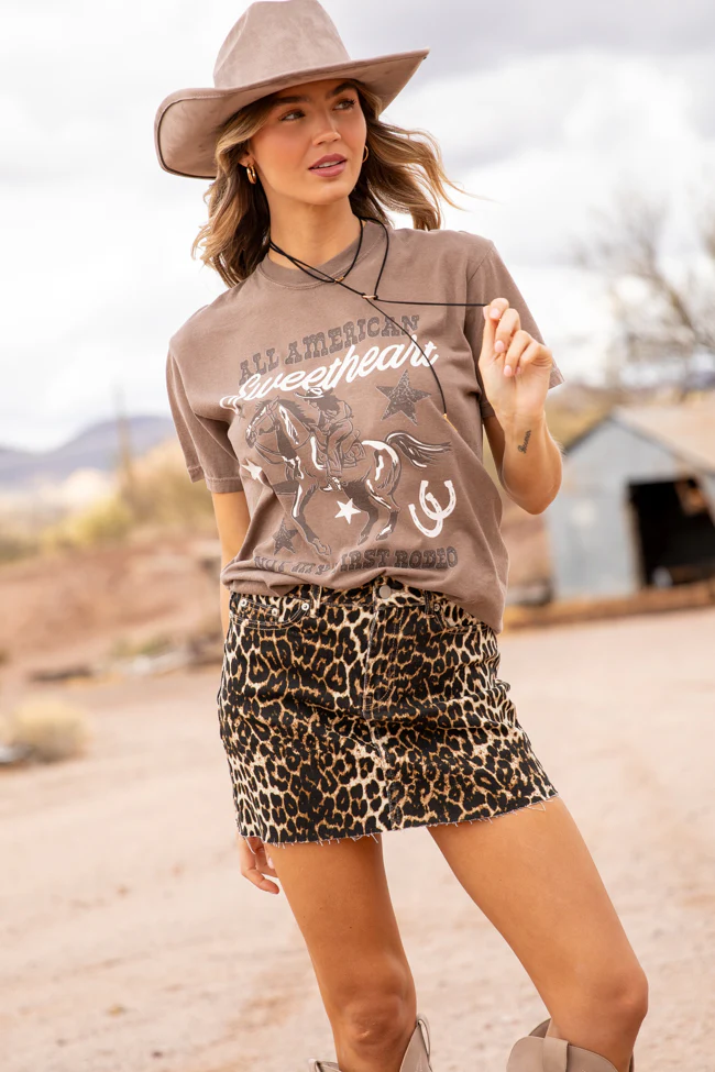Fierce Frequency Leopard Denim Mini Skirt - Aiturbor