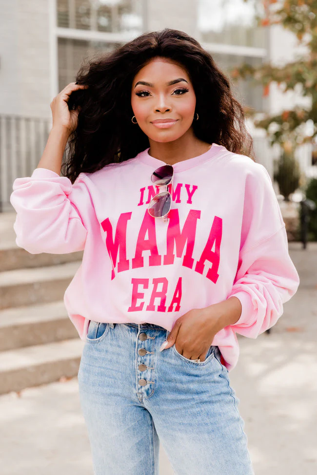 In My Mama Era Light Pink Graphic Sweatshirt - Aiturbor