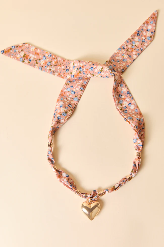 Lia Pink Puff Heart Scarf Necklace - Aiturbor