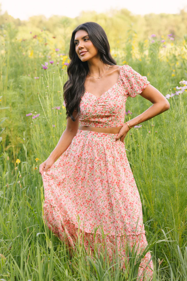 Maisyn Pink Floral Skirt Set - Aiturbor