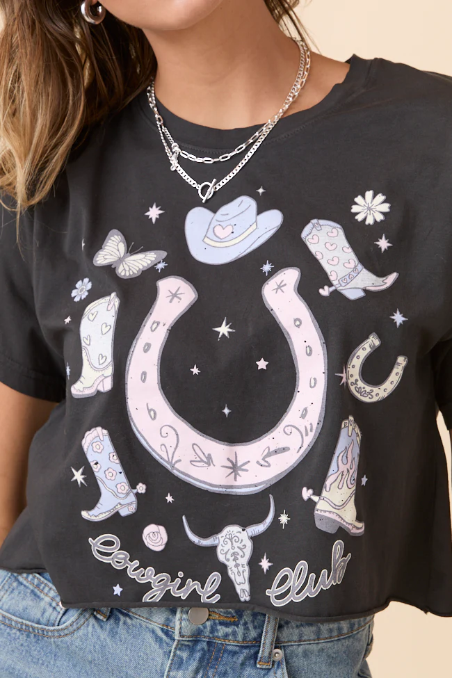 Zutter Cowgirl Club Black Graphic Tee - Aiturbor