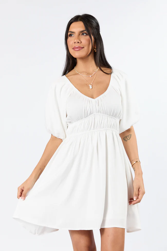 When In Paradise White Solid Mini Dress FINAL SALE - Aiturbor
