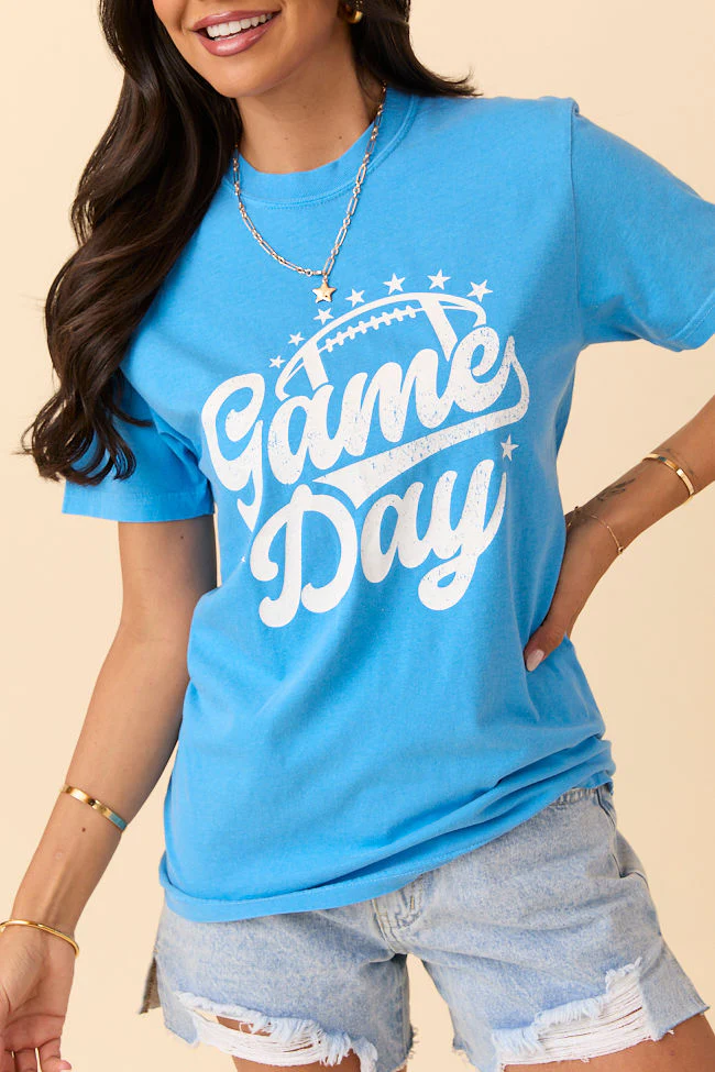 Game Day Script Blue Graphic Tee - Aiturbor