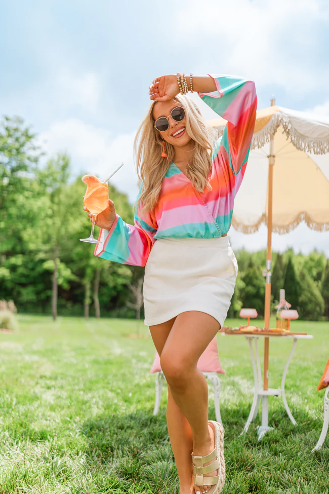 Final Bow Sunset Multi Satin Wrap Top FINAL SALE - Aiturbor