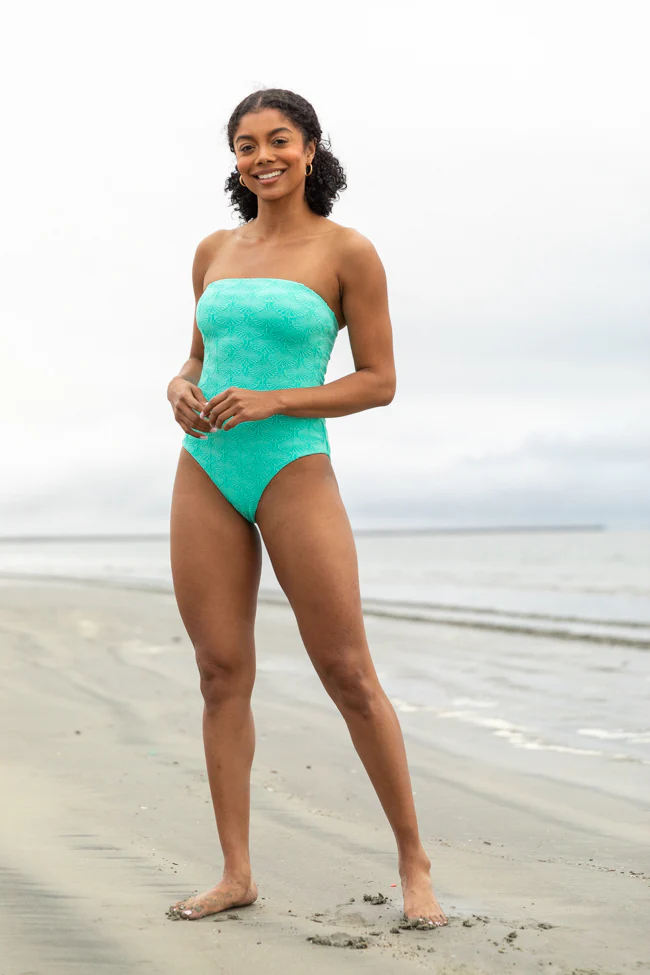 Coral Reef Mint Textured One Piece Swimsuit FINAL SALE - Aiturbor
