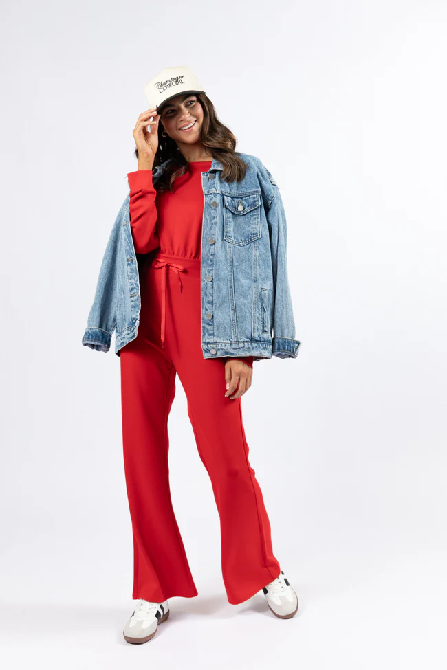Wear It Out Red Boat Neck Jumpsuit FINAL SALE - Aiturbor