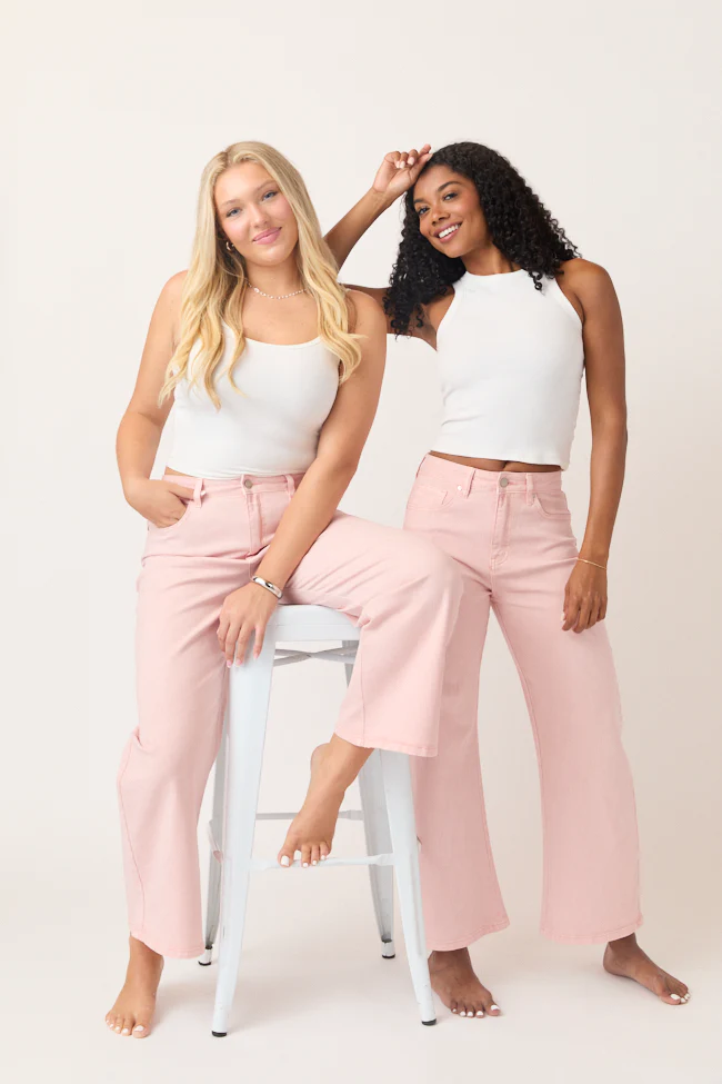 Marigold Pearl Pink Mid Rise Barrel Jeans - Aiturbor