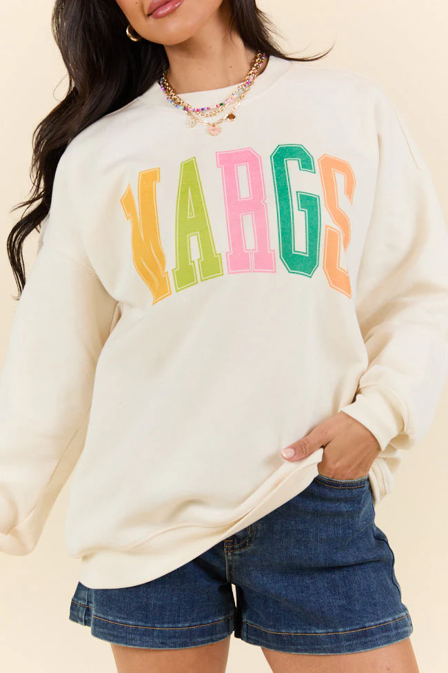 Margs Multi Block Cream Graphic Sweatshirt - Aiturbor