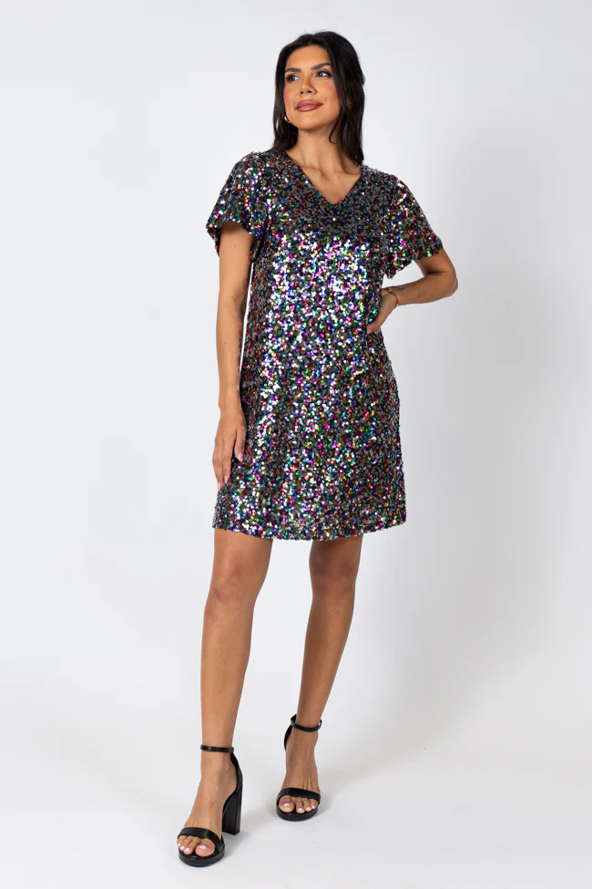 Celebrate Good Times Multi Sequin Mini Dress FINAL SALE - Aiturbor
