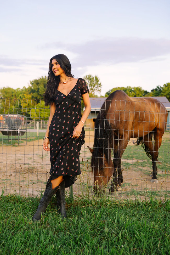 Adelyn Black Floral Maxi Dress SALE - Aiturbor