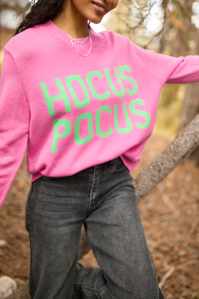 Hocus Pocus Pink And Green Crewneck Sweater - Coming Soon - Aiturbor