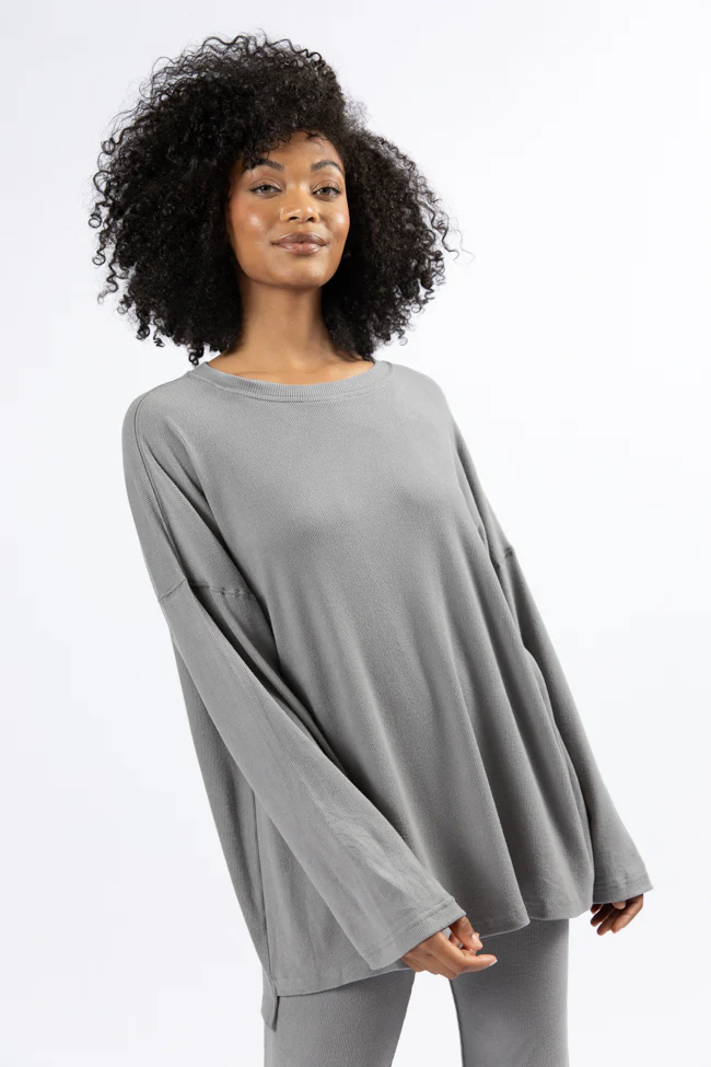 The Perfect Charcoal Brushed Rib Flare Pants Set FINAL SALE - Aiturbor