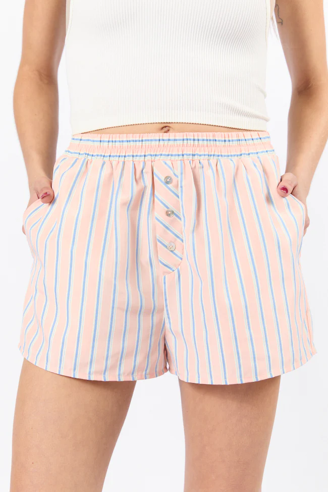 Sunday Morning Coral Multi Striped Boxer Shorts FINAL SALE - Aiturbor