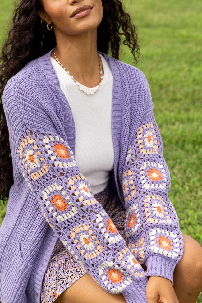 Posie Crochet Purple Sweater - Aiturbor