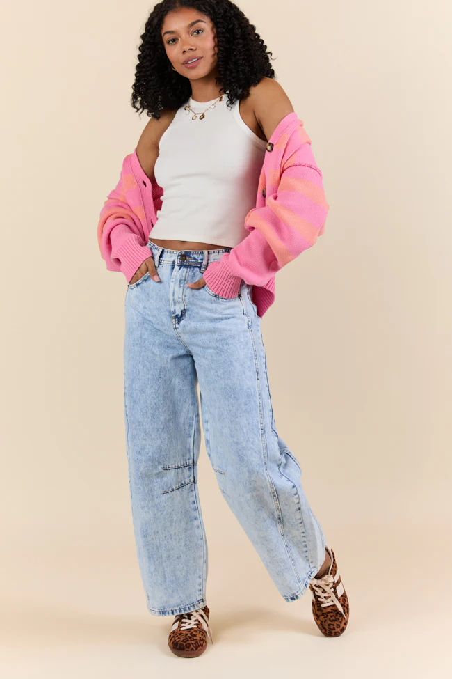 Bella Light Wash Pull On Barrel Jeans SALE - Aiturbor