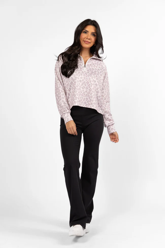 Change Of Heart Leopard Print Quarter Zip Pullover - Aiturbor
