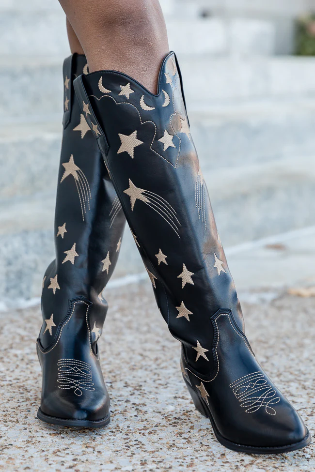 Luna Black Star and Moon Western Boots FINAL SALE - Aiturbor