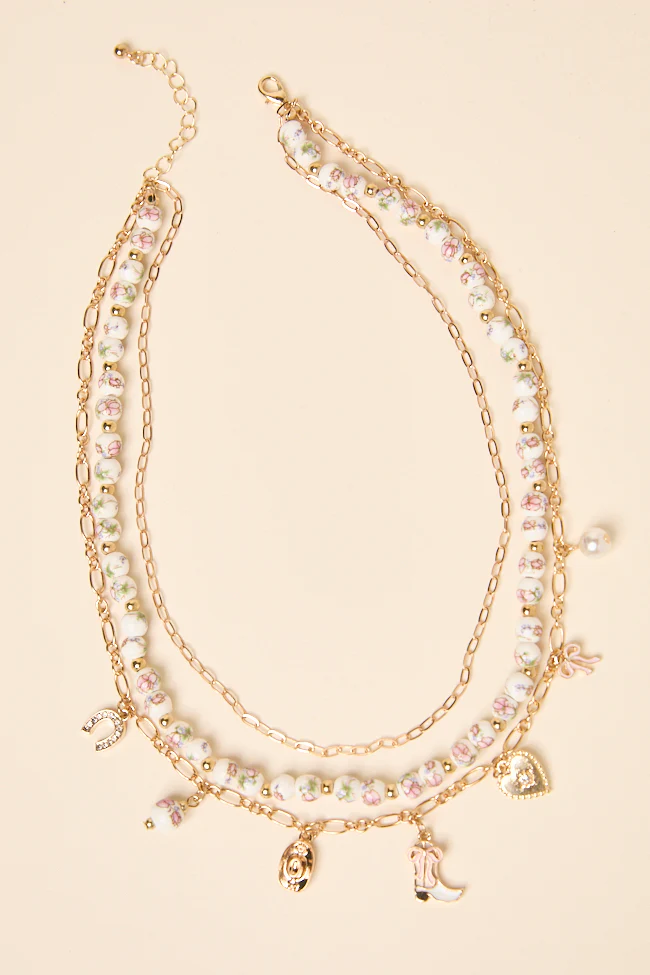 Hanna Pink Beaded Charm Necklace - Aiturbor