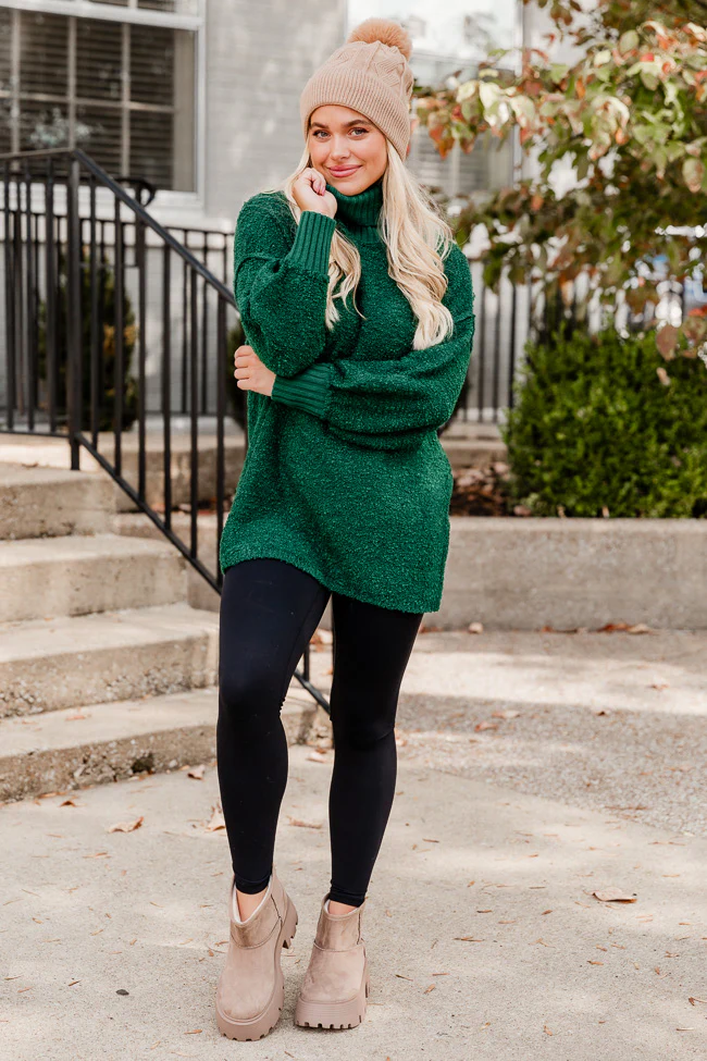 Haven't You Heard Hunter Green Turtleneck Sweater FINAL SALE - Aiturbor