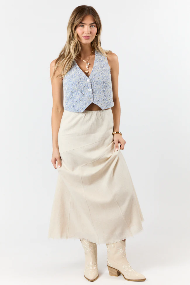 Simple As That Linen Blend Maxi Skirt DOORBUSTER - Aiturbor