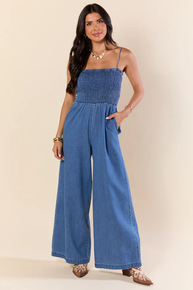 Showstopper Denim Smocked Jumpsuit SALE - Aiturbor