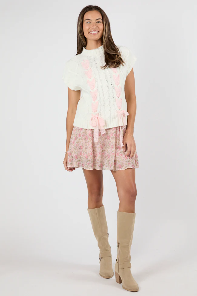Brunch and Beyond Pink Multi Pleated Belted Floral Skort DOORBUSTER - Aiturbor