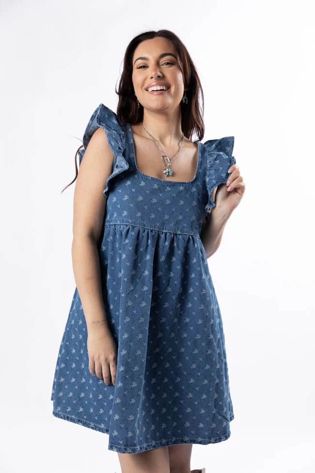 Back Home Burnout Detail Denim Babydoll Dress SALE - Aiturbor