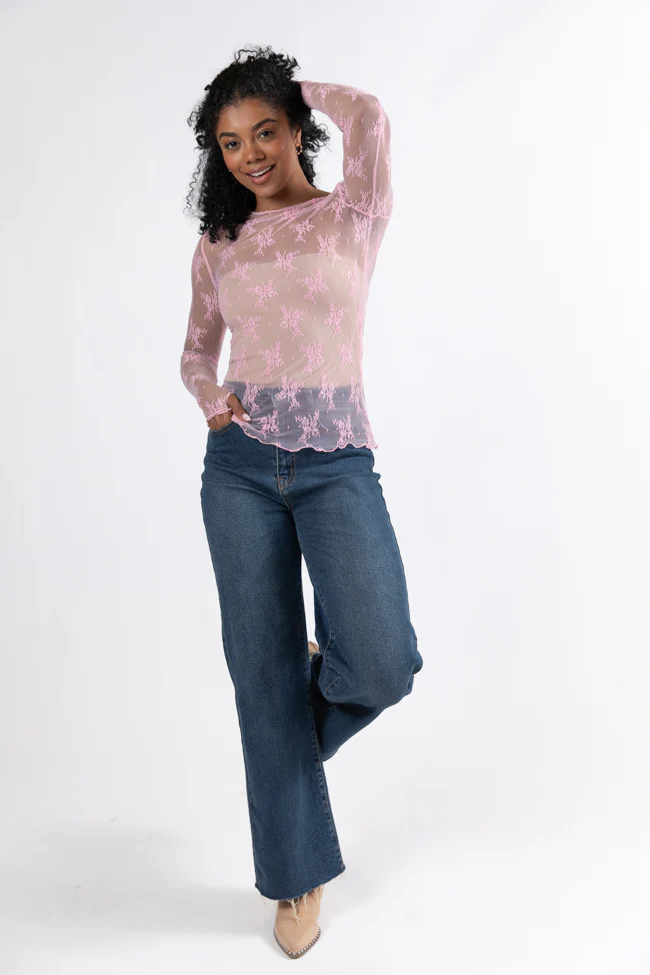 Speak Your Truth Pink Long Sleeve Layering Blouse - Aiturbor