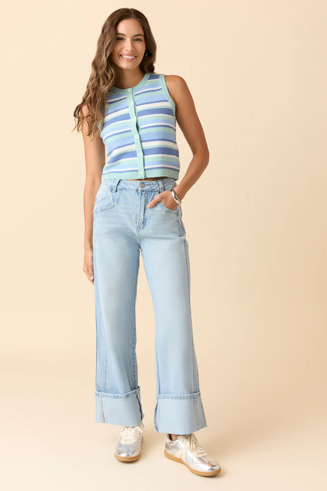 Cameron High Rise Cuffed Wide Leg Jeans - Aiturbor