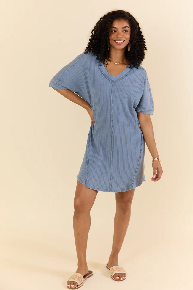 High Temperatures Blue Acid Wash Knit Dress FINAL SALE - Aiturbor