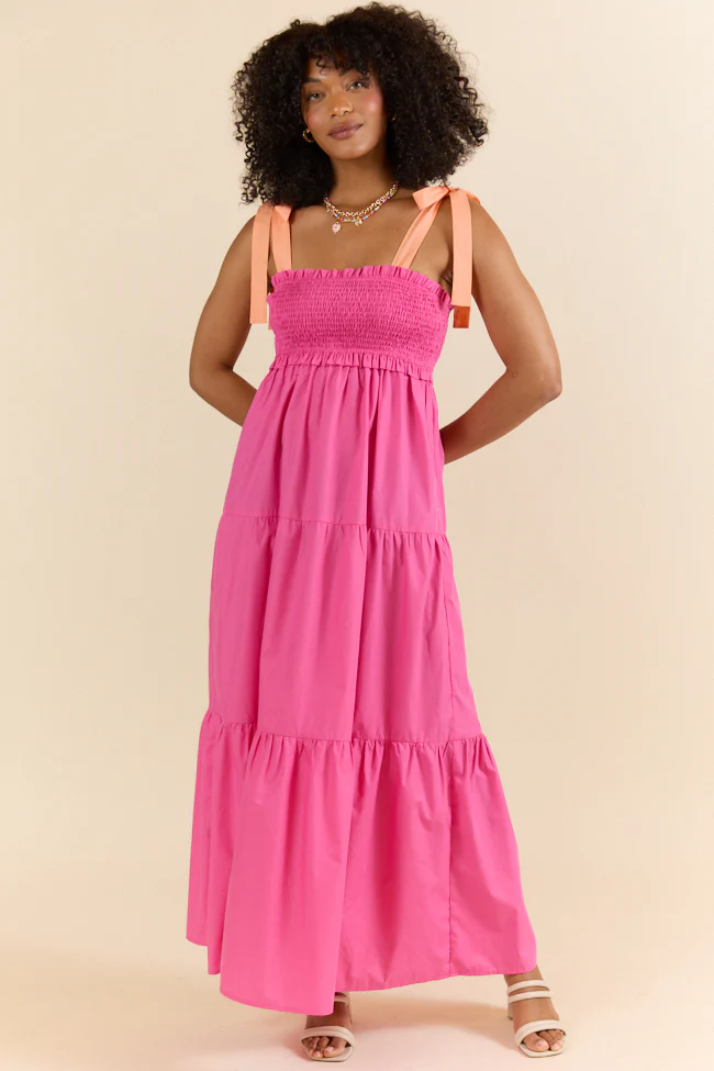 Season Of Bliss Pink Smocked Bust Maxi Dress SALE - Aiturbor