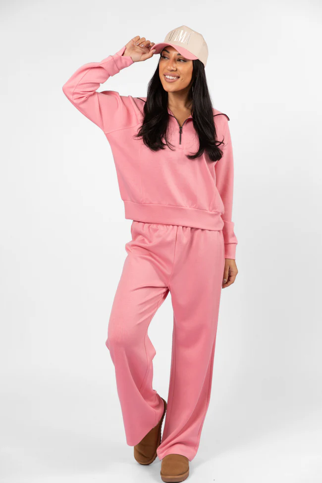 Let's Just Stay Pink Knit Wide Leg Pants FINAL SALE - Aiturbor