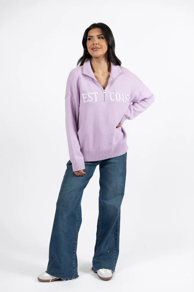 Roll With It Purple West Coast Quarter Zip Sweater FINAL SALE - Aiturbor