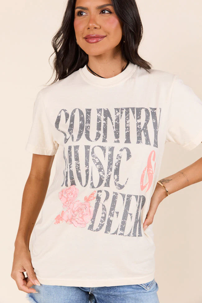 Country Music & Beer Ivory Graphic Tee - Aiturbor