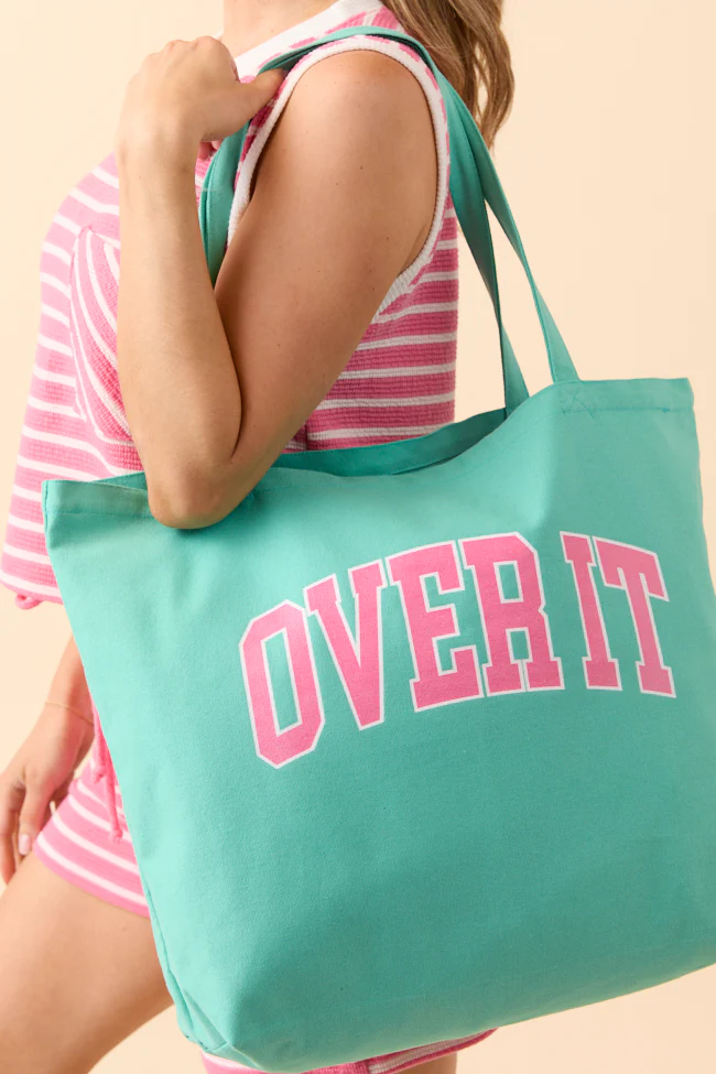 Over It Sea Glass Green Graphic Tote Bag - Aiturbor