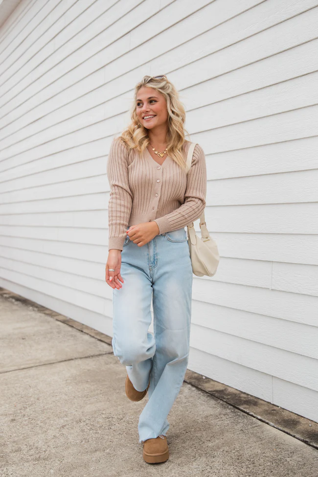 What You Needed Taupe Ribbed Cardigan FINAL SALE - Aiturbor