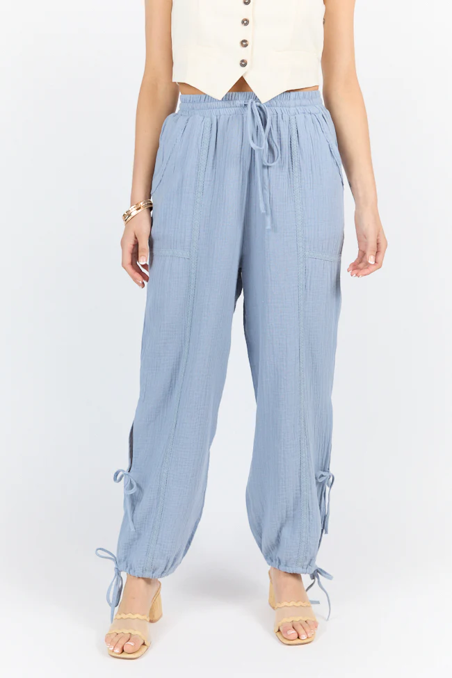 Sky High Blue Gauze Harem Pull On Pants FINAL SALE - Aiturbor